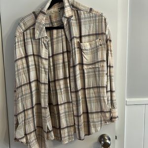 Free People Plaid Oversized Long Sleeve Shirt XS